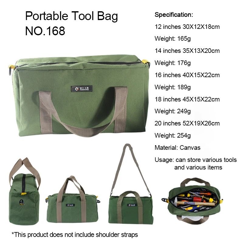 Heavy-Duty Canvas Waterproof Tool Carry Bag