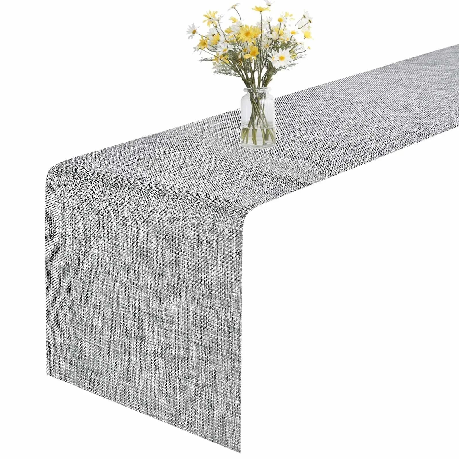 Modern Woven Vinyl Table Runner | Heat-Resistant & Non-Slip PVC Dresser Cover