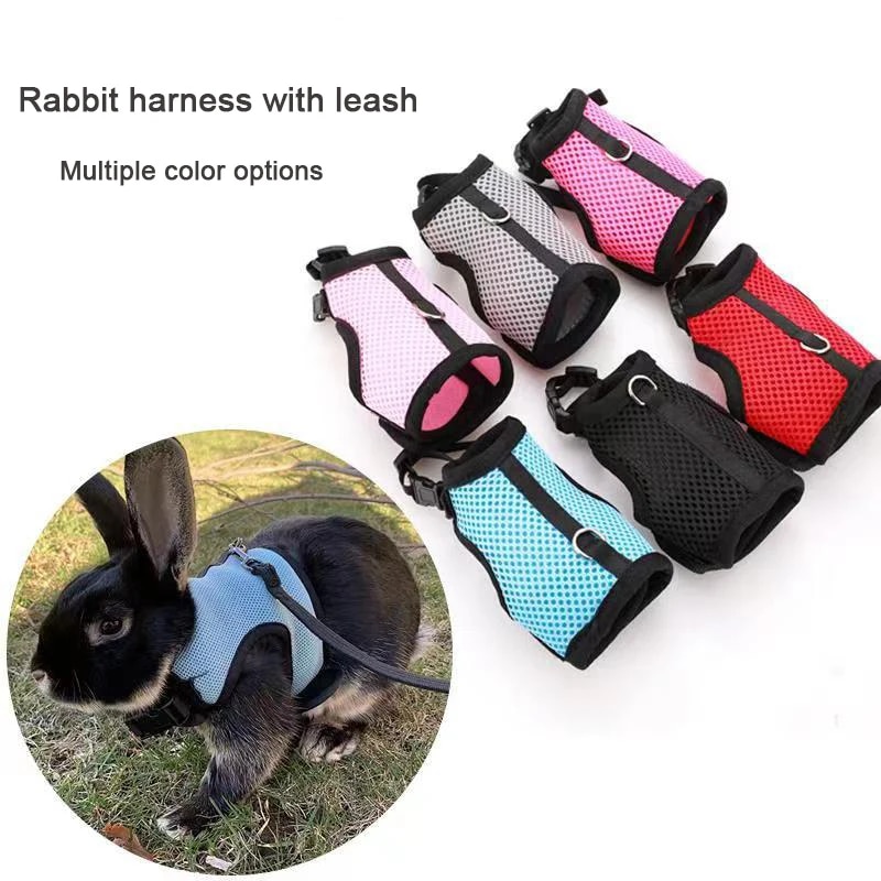 Adjustable Soft Harness & Elastic Leash for Rabbits - Bunny Vest Suit