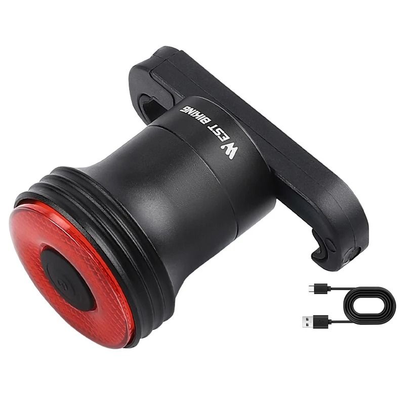 Smart Bike Tail Light Waterproof USB Rechargeable Rear Cycling Light