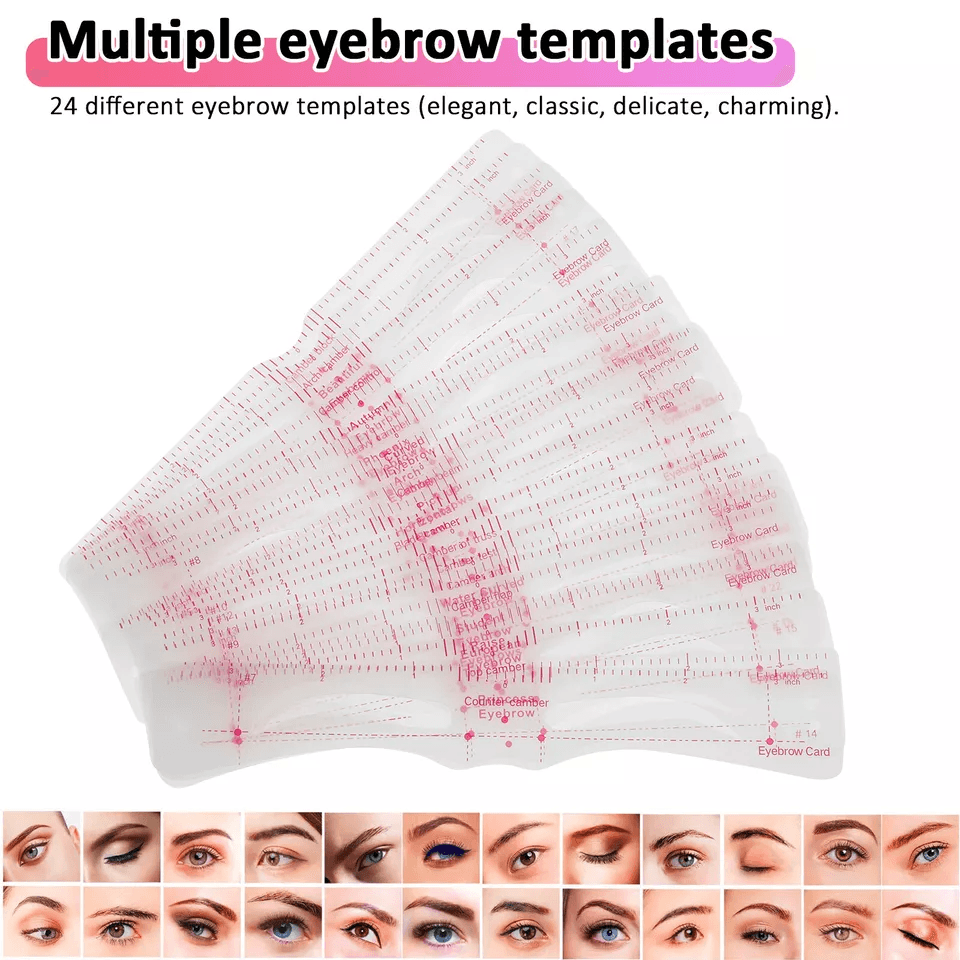 Eyebrow Stencils Shaping Kit, Reusable Grooming Template Makeup Tool Set