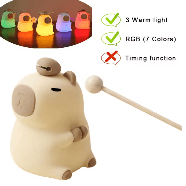 USB Rechargeable Kids Night Light – Cute Capybara Animal Lamp