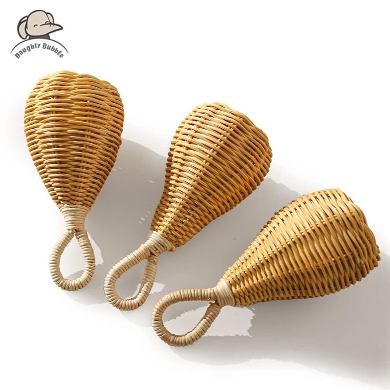 Artisanal Rattan Hand Bell – Handmade Newborn Sensory Toy & Crib Mobile Accessory