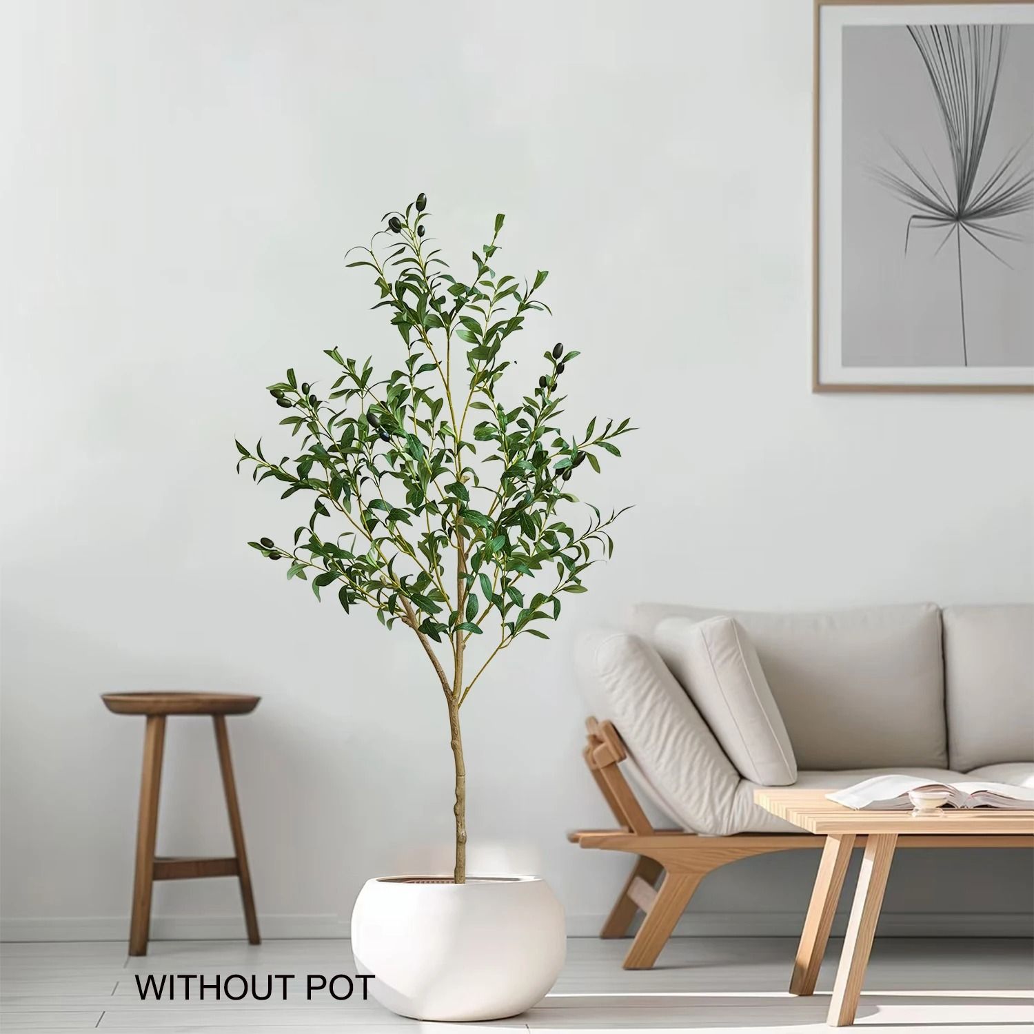 Premium Artificial Olive Tree Branch | Modern Minimalist Mediterranean Fake Plant