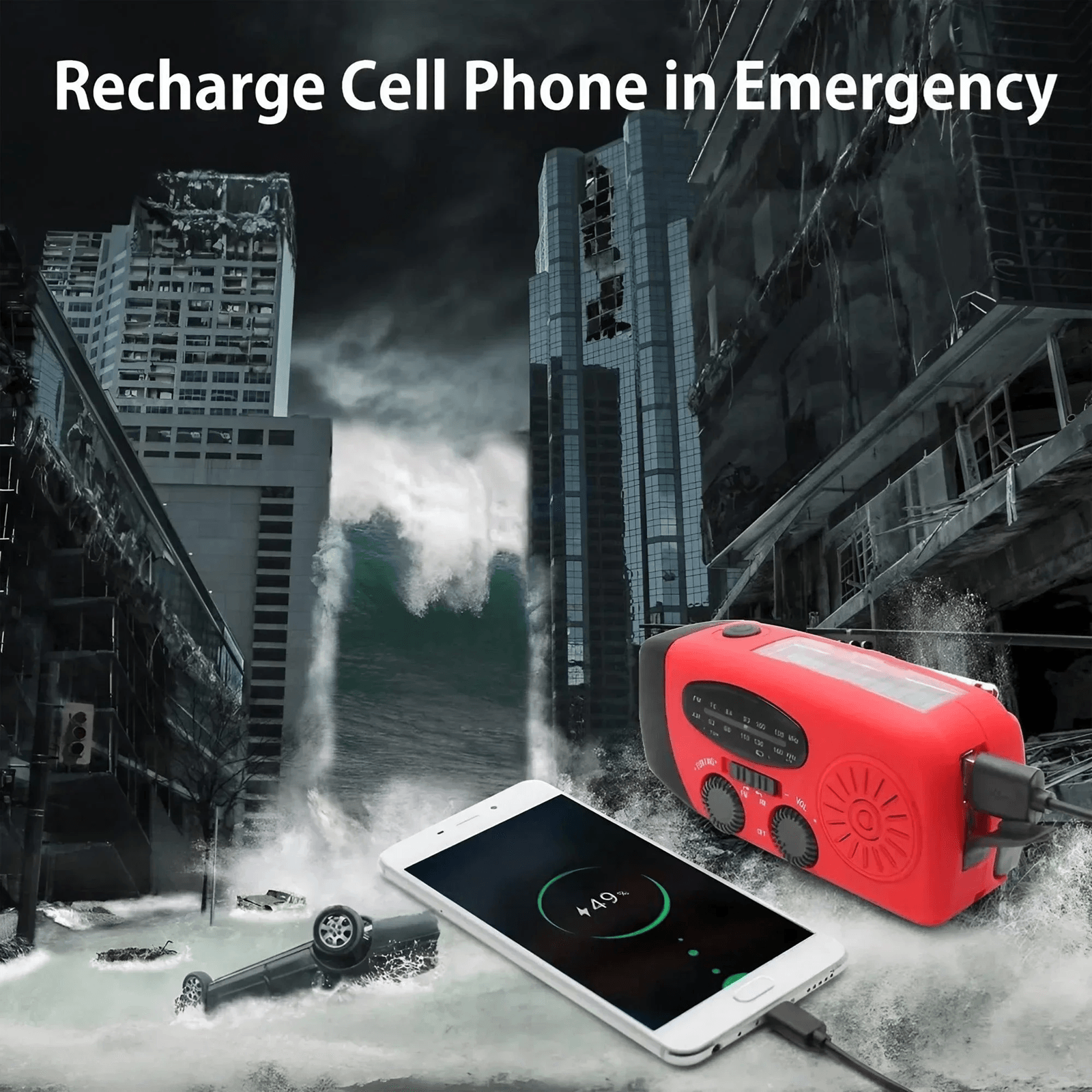StoneGo Solar Hand Crank Emergency Radio with Phone Charger and Light