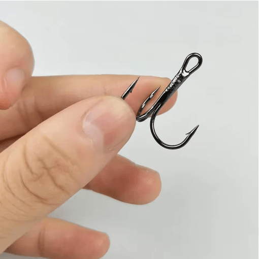 10PCS High Carbon Steel Treble Fishing Hooks Round Bend Bass Tackle Set