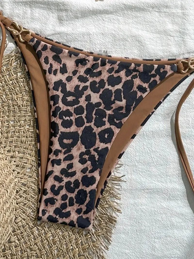 Leopard Print Halter Bikini Set
