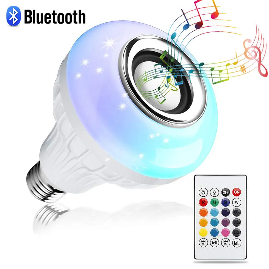 Bluetooth speaker light bulb, RGB LED music bulb, color changing light bulb with speaker, smart music bulb, remote