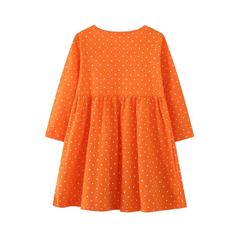 Jumping Meters Princess Girls Dress Long Sleeve Toddler Party Dress Animal Applique Polka Dot Kids Princess Dress