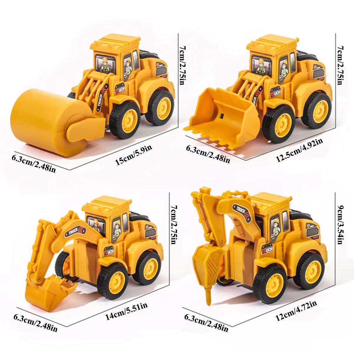 Compact Sliding Excavator and Bulldozer Kids Construction Vehicle Toy