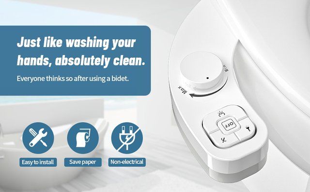 SAMODRA Ultra-Thin Bidet Toilet Seat Attachment – 3-Function Hygienic Wash with Dual Nozzles