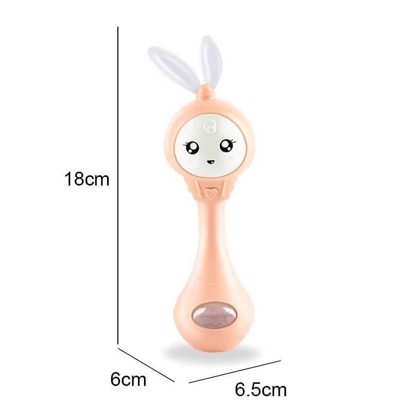2025 Flashing Musical Rabbit Hand Bell – Early Educational Teether Rattle Toy (0-12M)