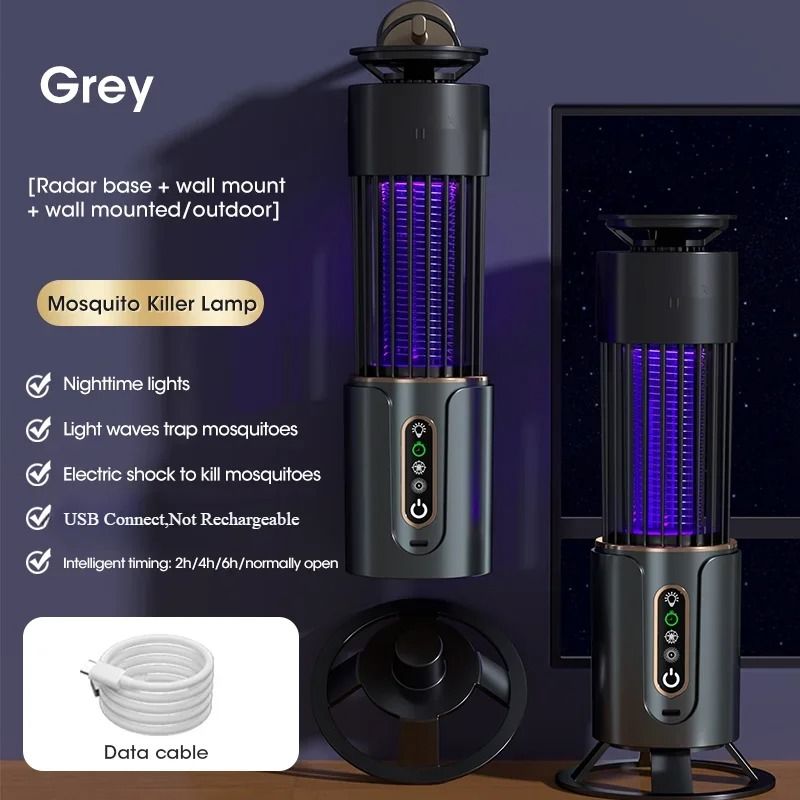Mosquito Killer Lamp Camping Lantern with USB Rechargeable Insect Trap and Electric Swatter Function