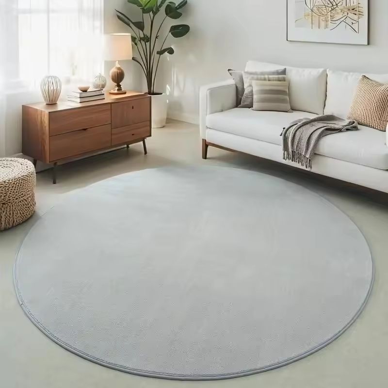 Modern Coral Velvet Circular Area Rug | Silent & Moisture-Proof Play Mat for Living Rooms