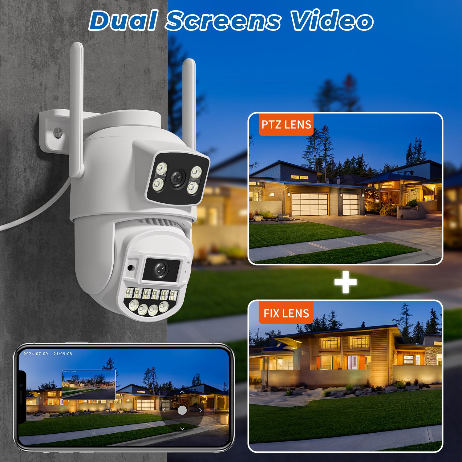 Outdoor Auto Tracking PTZ Camera, HZ Wifi, Digital Zoom, UHD Night Vision, CCTV IP Camera with Email Alerts