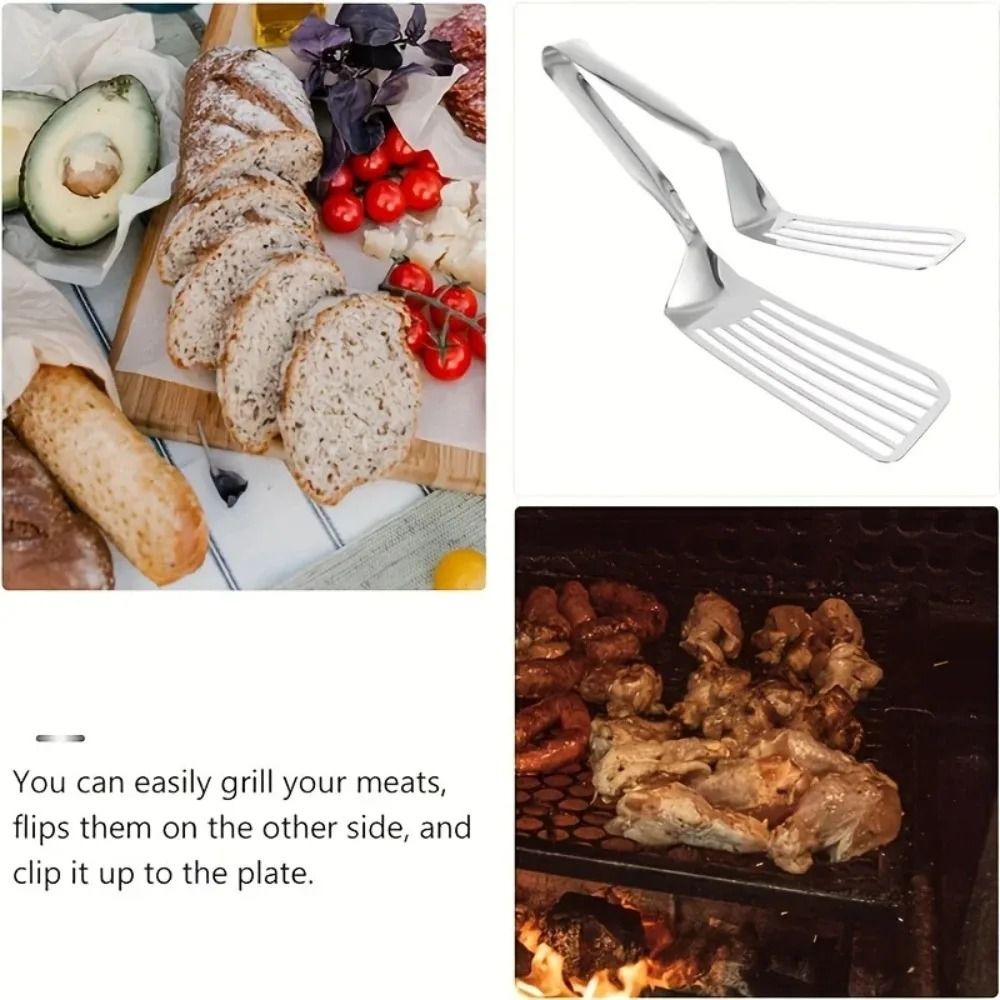Professional Stainless Steel Fish Gripper and Serving Tongs for Steak, Pizza, and Grilling