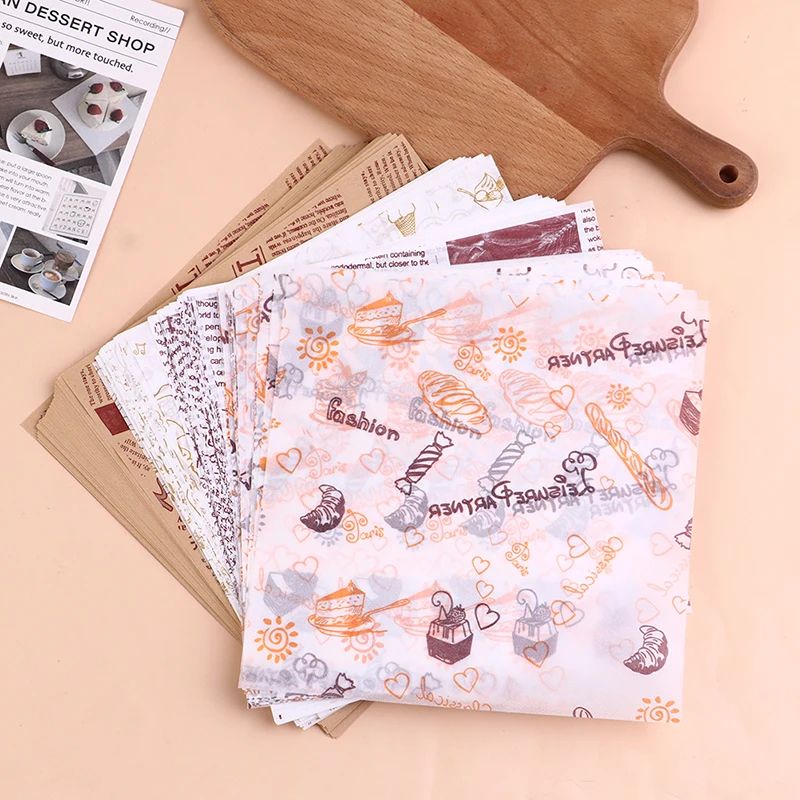 Food-Grade Oil Proof Paper Sheets (50pcs) – Bento Cake Box Liners & Burger Wrapping Paper, Greaseproof Baking Paper