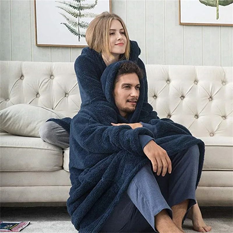 Women Winter Thick Warm Hooded Outerwear Double Fleece Pocket Pullover
