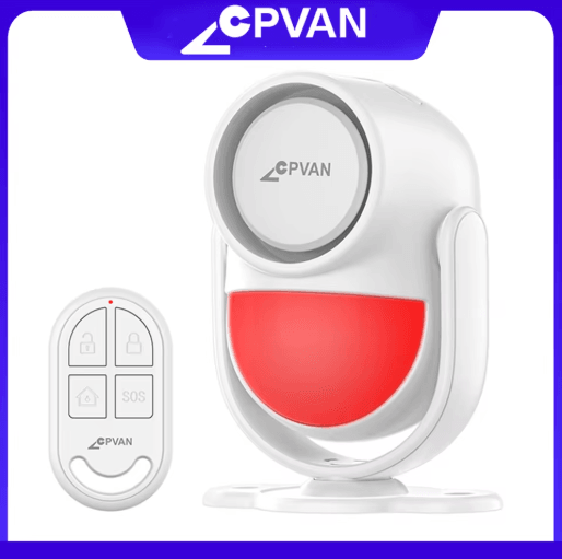 CPVAN Wireless PIR Motion Sensor – Infrared Burglar Alarm with 125dB Siren (433MHz)