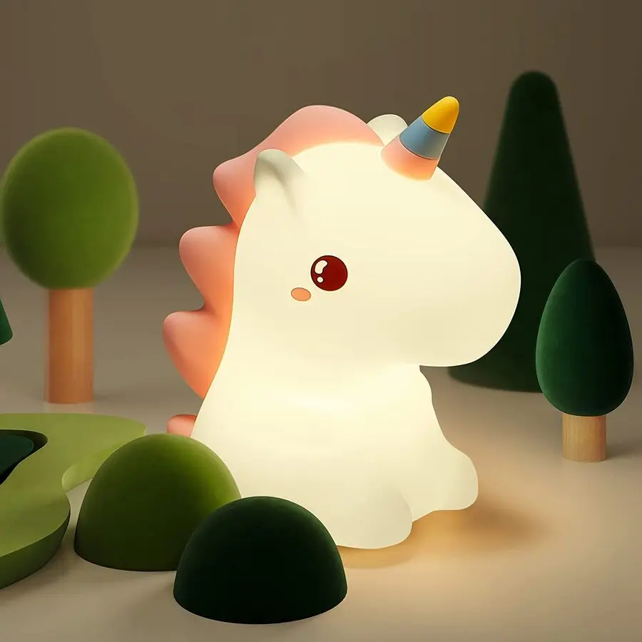 Cute Silicone LED Night Light for Kids, USB Rechargeable Touch Lamp, Cartoon Animal Bedroom Decor, Ideal Gifts Childern