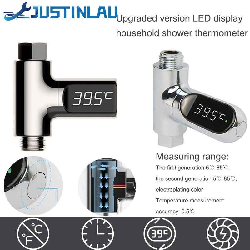 LED Display Household Water Shower Thermometer – Real-Time Temperature Monitoring