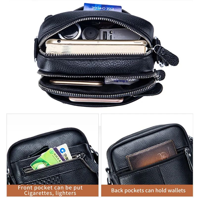BULLCAPATIN Men's Genuine Leather Messenger Bag Shoulder Briefcase Satchel