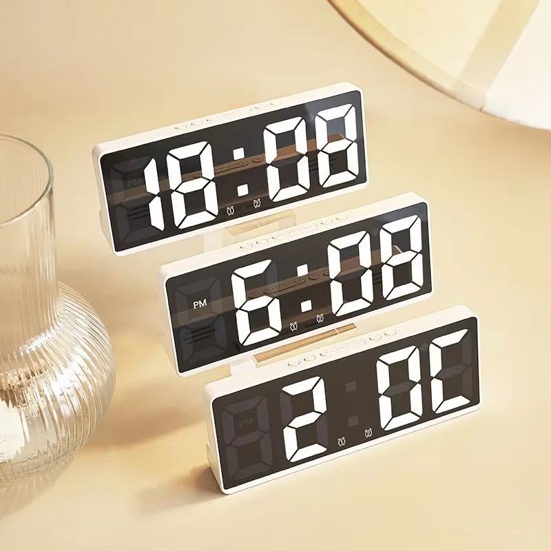Smart Voice Control LED Digital Alarm Clock with Temperature & Snooze