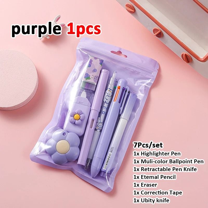 7 in 1 School Stationery Set Complete Student Supplies Gift Kit