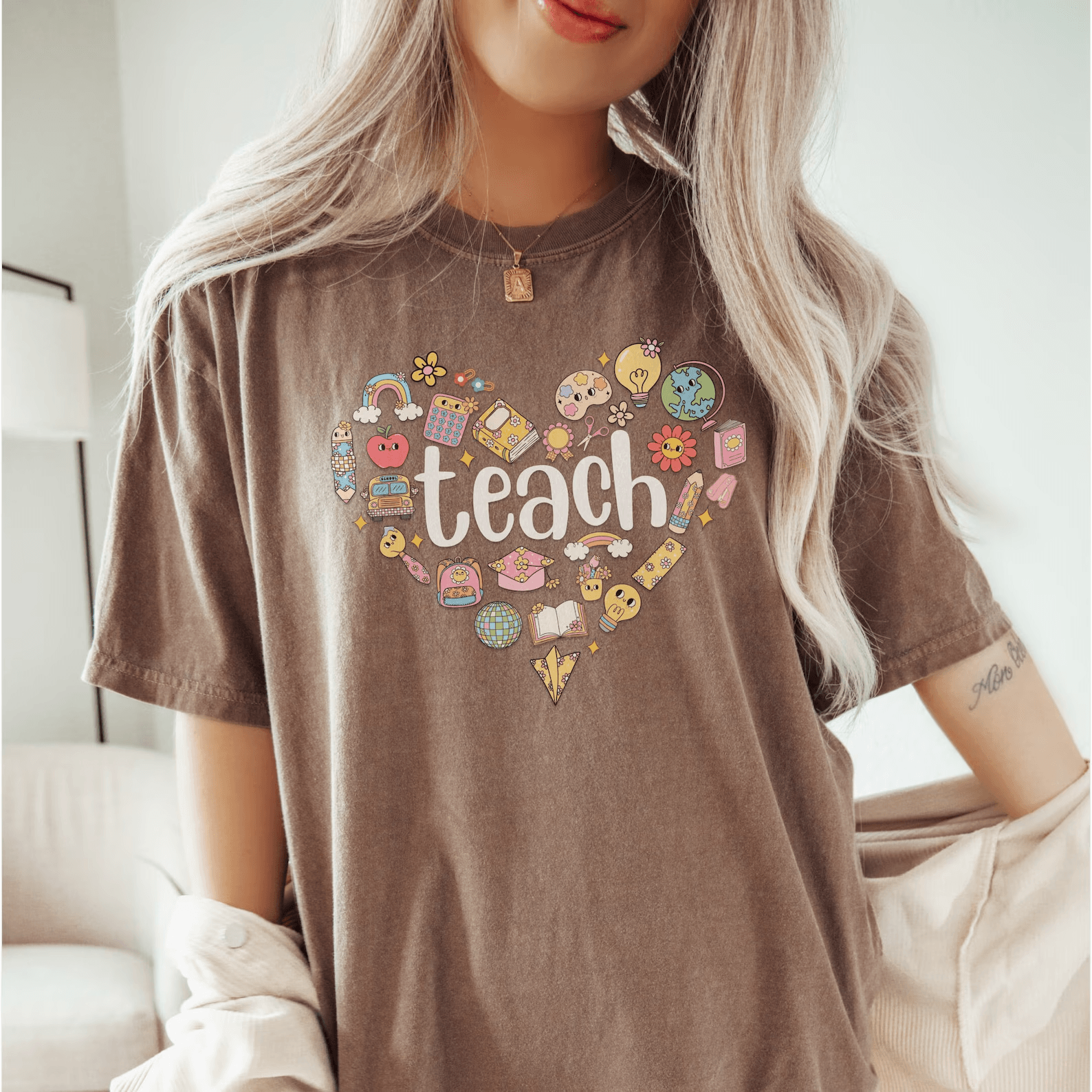 First Day of School Teacher Shirt Retro Back to School Teach Tee Cute Gift