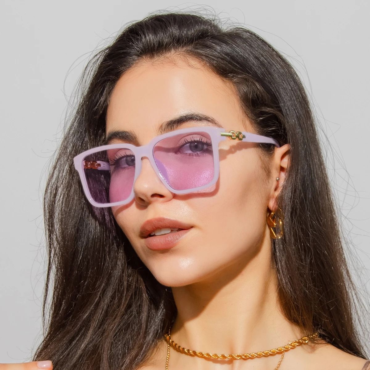 Womens Square Fashion Sunglasses with UV400 Protection