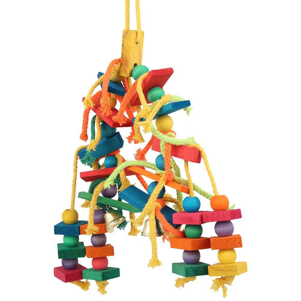 Wood Parrot Bird Toys, Love Bird Cage Funny Training Toy, Cotton Rope Parrot Toy, Bite Resistant Bird Tearing Pet