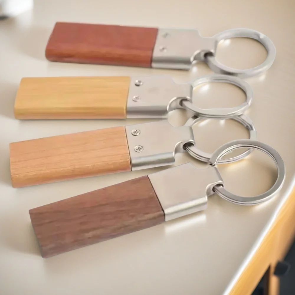 Custom Laser Engraved Wood Keychain Personalized Name Key Ring Gift