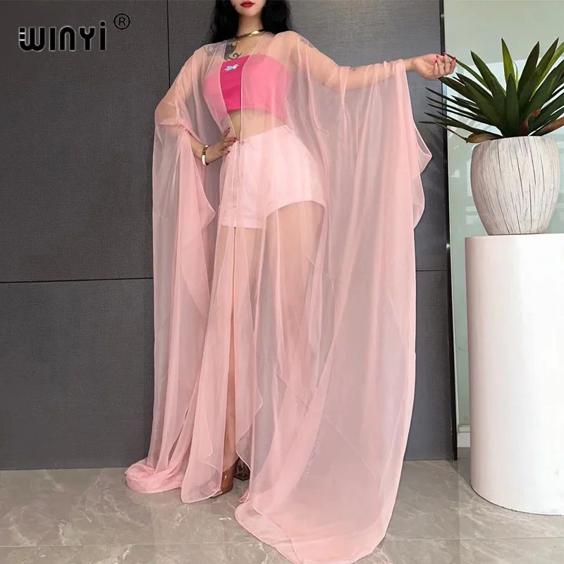 Sheer Monochrome Kimono Beach Cover Up