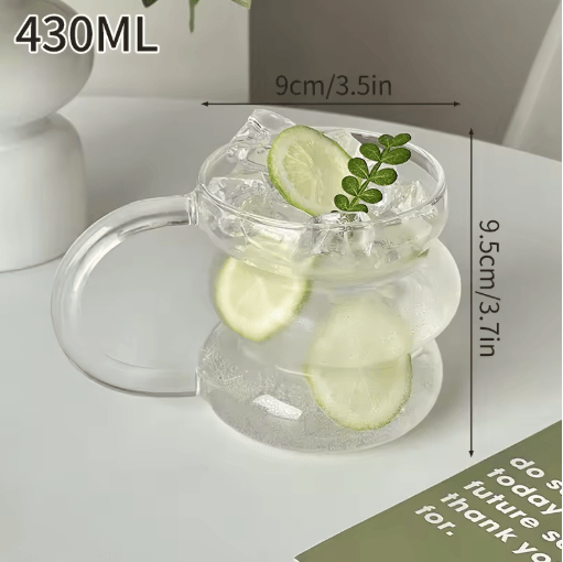 INS Style 3D Rose Glass Cup Heat Resistant Transparent Coffee and Juice Tumbler