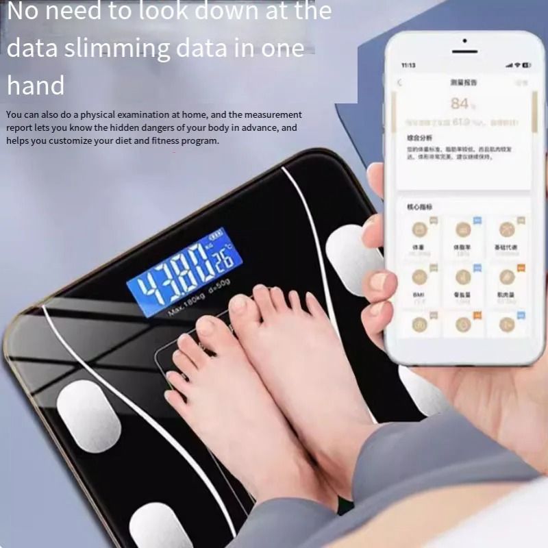 Smart Bluetooth Body Fat Scale with App and USB Charging