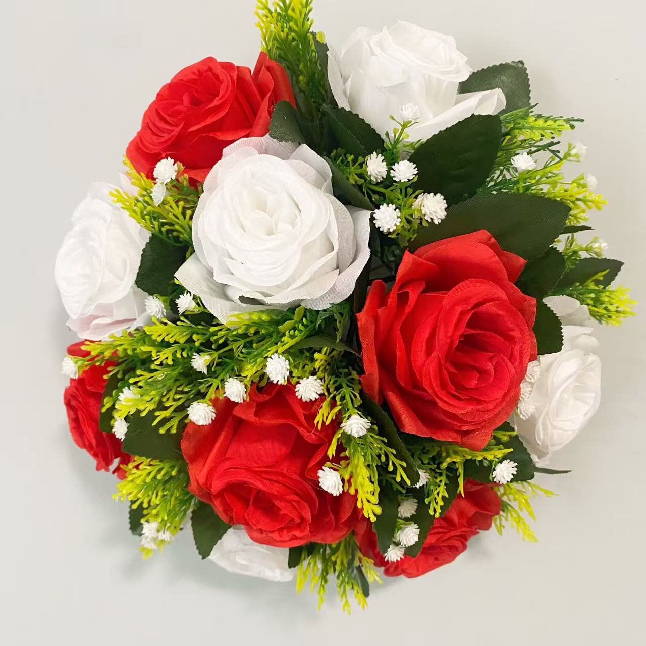 Silk Fake Flower Floral Bouquet Artificial Rose Ball for Wedding Table Decor and Birthday Party Arrangements