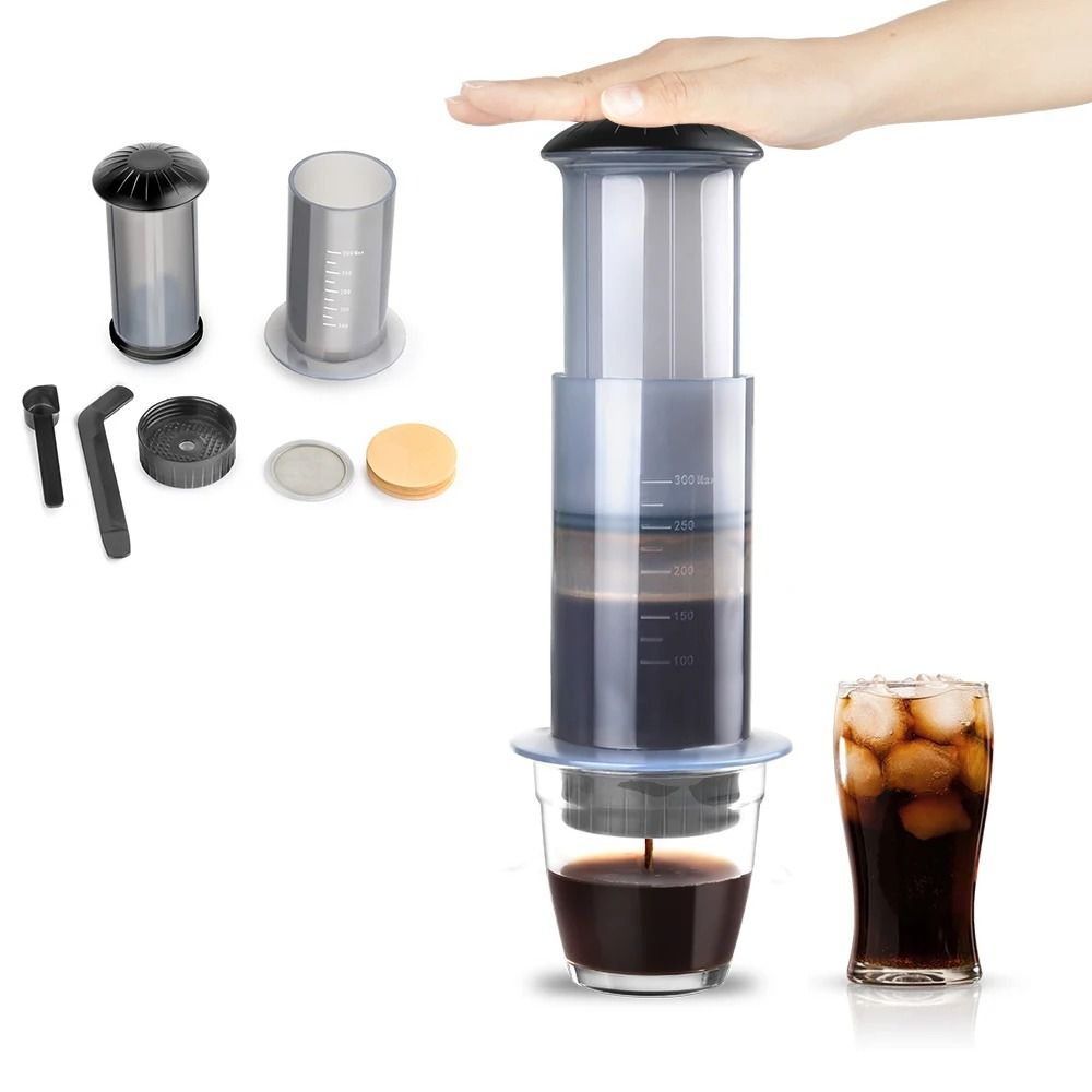 Portable Espresso Coffee Maker French Press Style with 300ml Brew Chamber Filters and Paper Kit