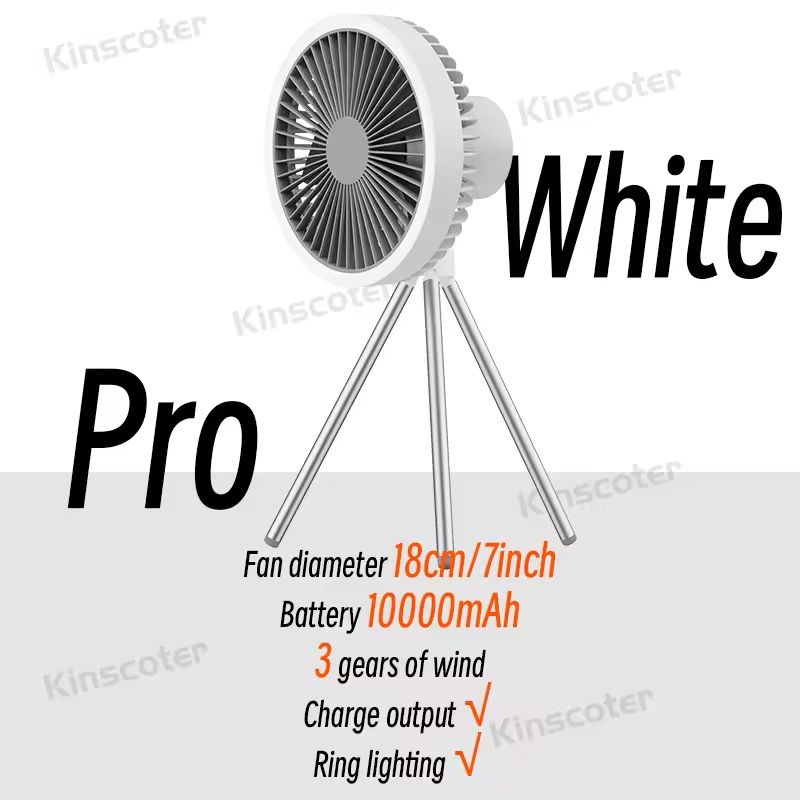 Rechargeable Camping Fan with LED Light and Power Bank