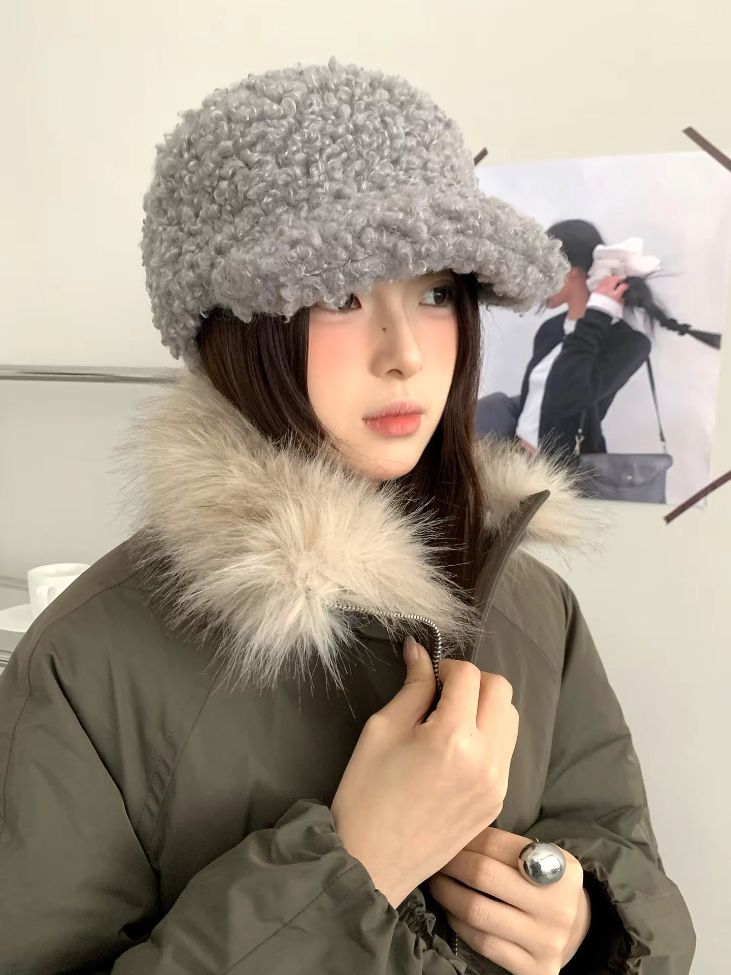 Korean Style Plush Warm Autumn Winter Women's Baseball Cap