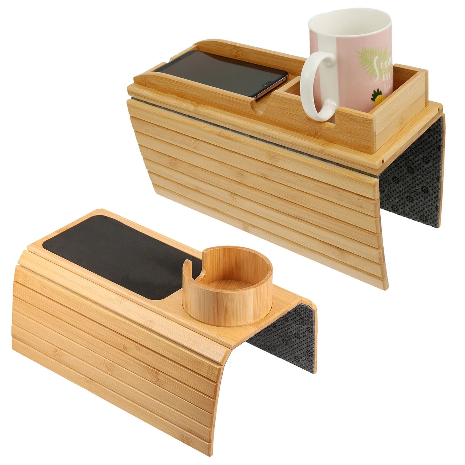 Bamboo Sofa Armrest Cup Holder Tray