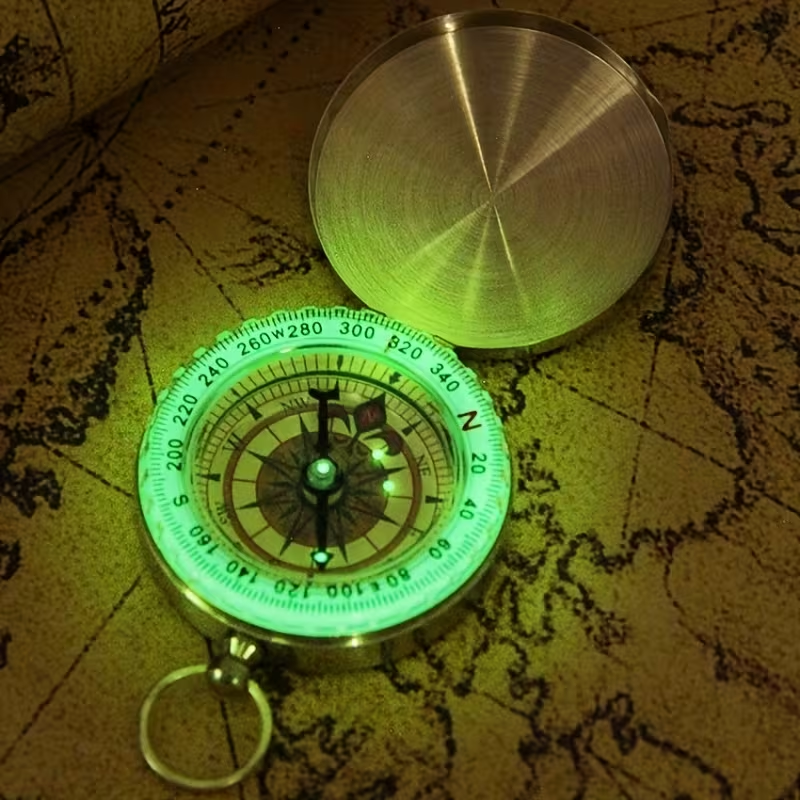 Luminous Copper Survival Compass  Essential Tool for Camping & Hiking Adventures