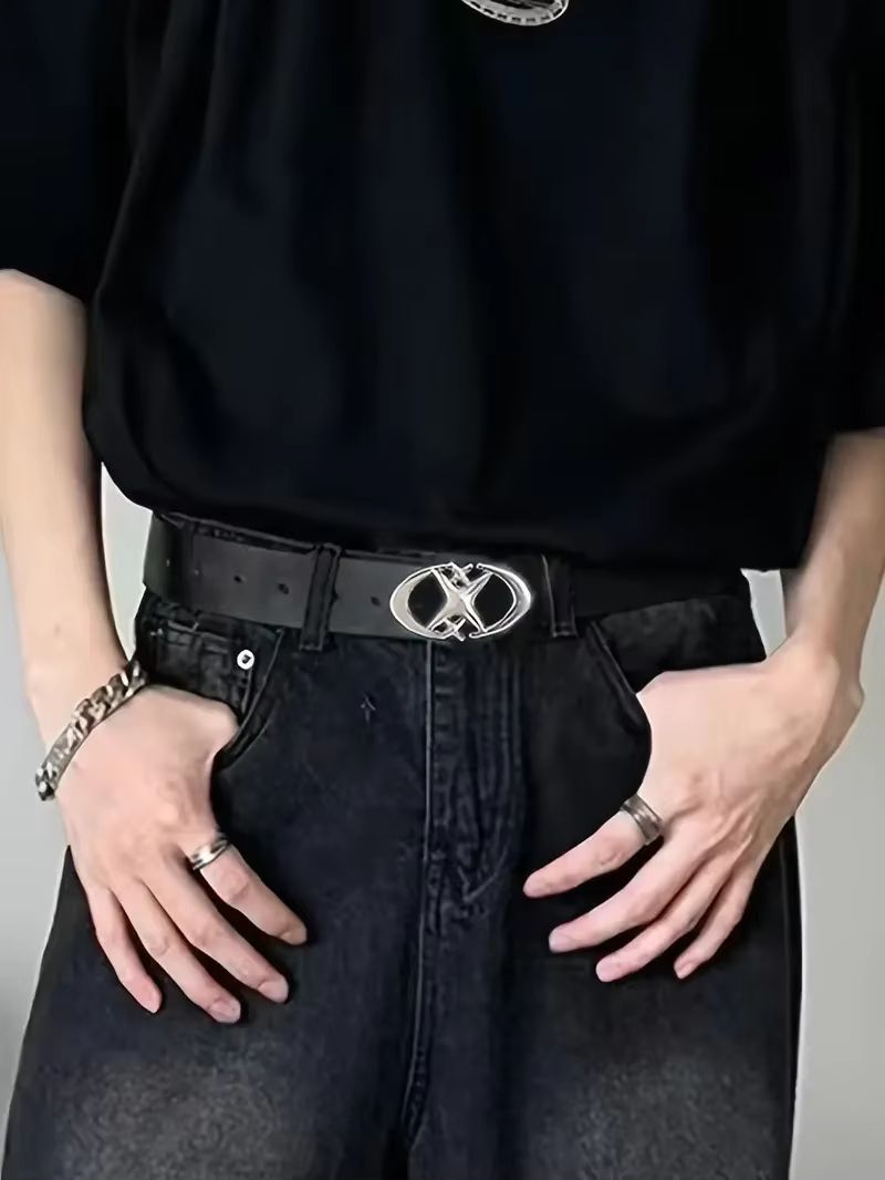 ClassicOval Cross Metal-Buckle Unisex Belt – Durable Simple Style