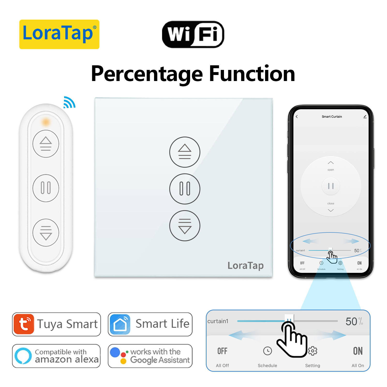 Smart Life WiFi Roller Shutter Curtain Switch, Remote Control, Google Home, Alexa Echo Compatible