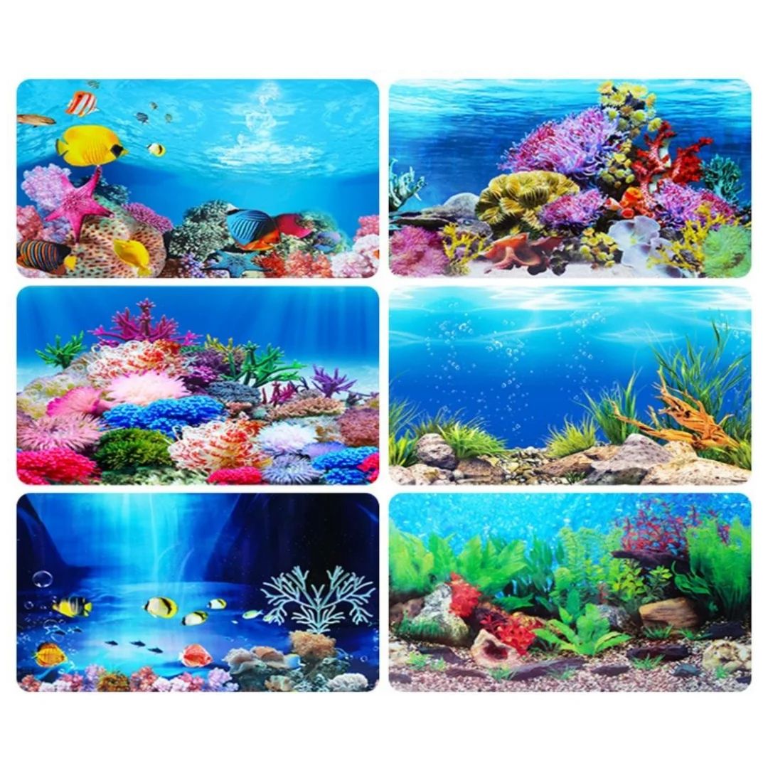 3D Aquarium Background Sticker Double Sided Fish Tank Landscape Decoration