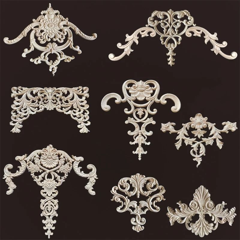 Vintage Wood Corner Appliques Carved Wood Corner Decor for Furniture and Walls