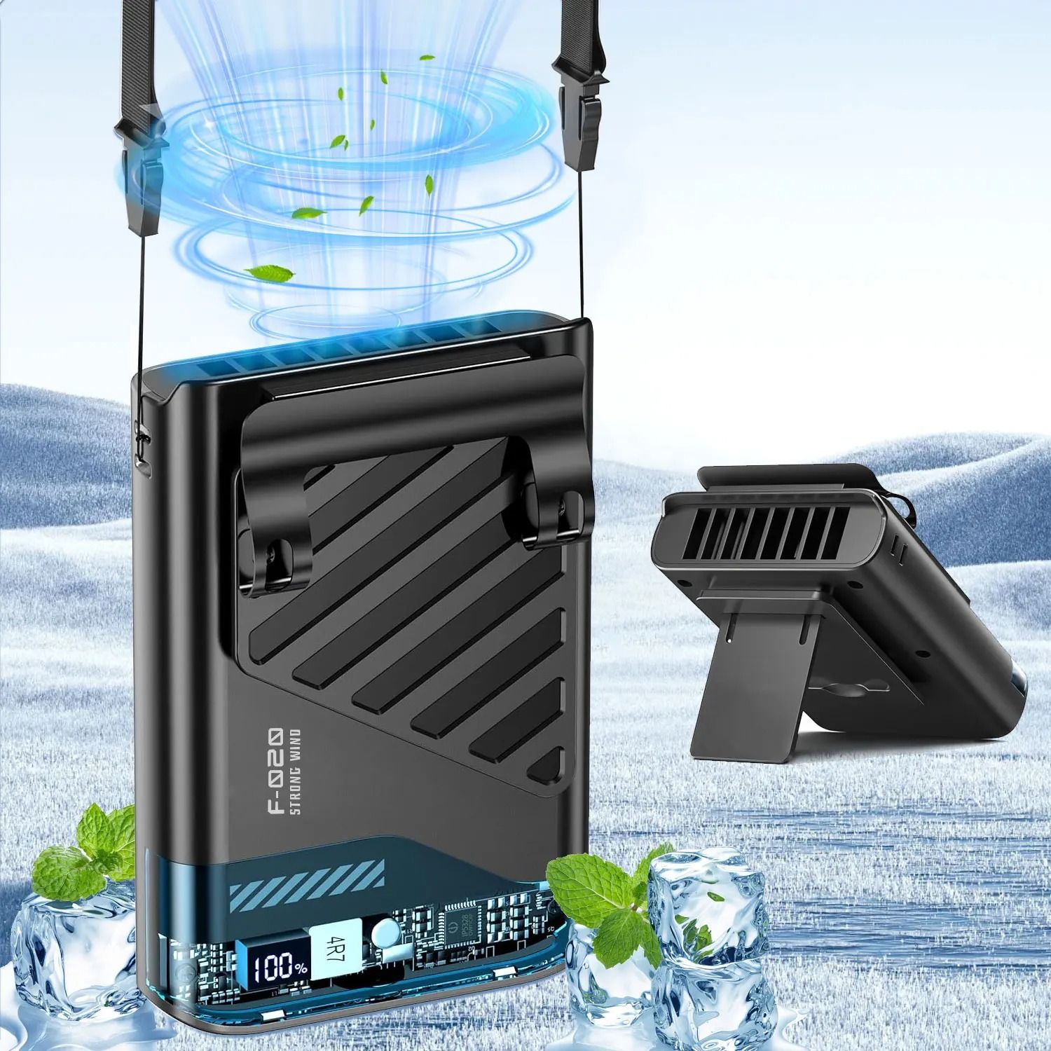 Portable Waist Fan with Belt Clip and Five Hole Airflow for Outdoor and Office Use
