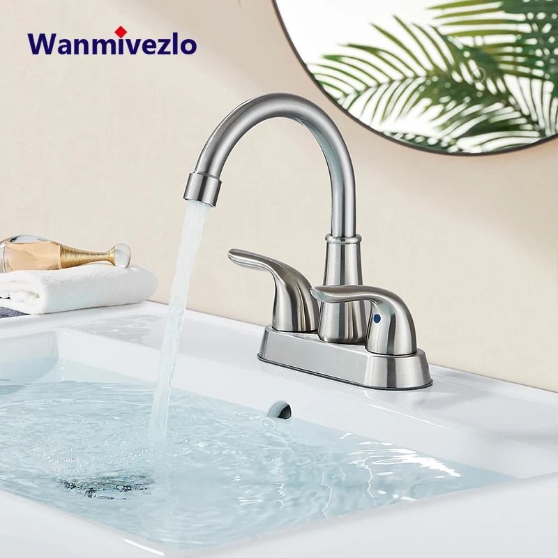 Wanmivezlo basin faucet Brass Double Handle Hot and Cold Water Wash Basin Tap
