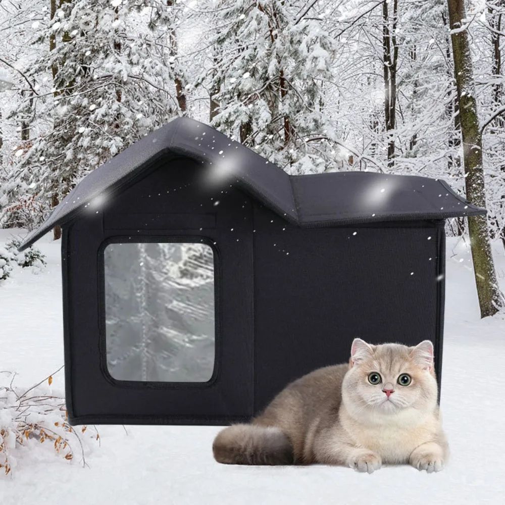 Waterproof Outdoor Cat House with Detachable Roof Bed