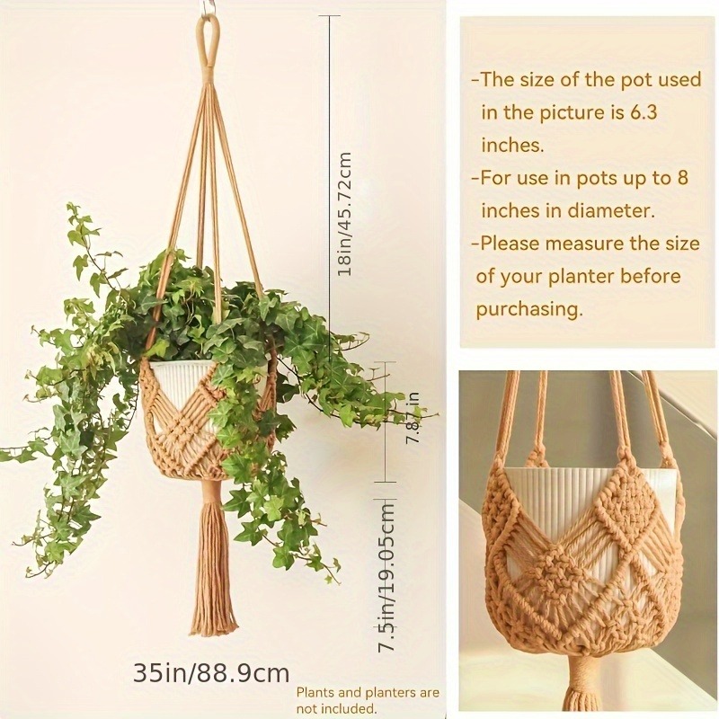 Boho Macrame Plant Hanger Indoor Outdoor Hanging Basket for Succulents