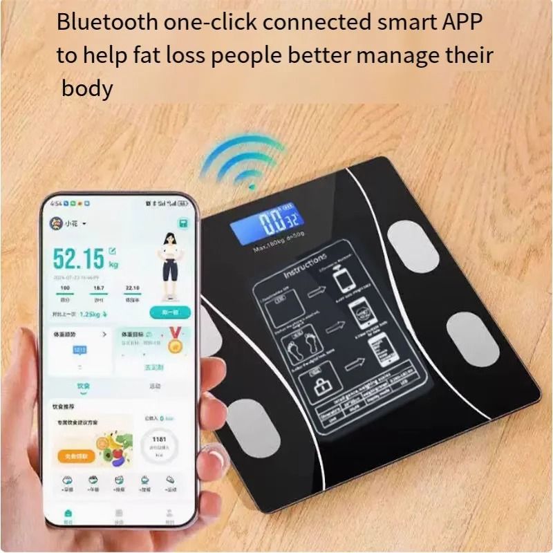 Smart Bluetooth Body Fat Scale with App and USB Charging